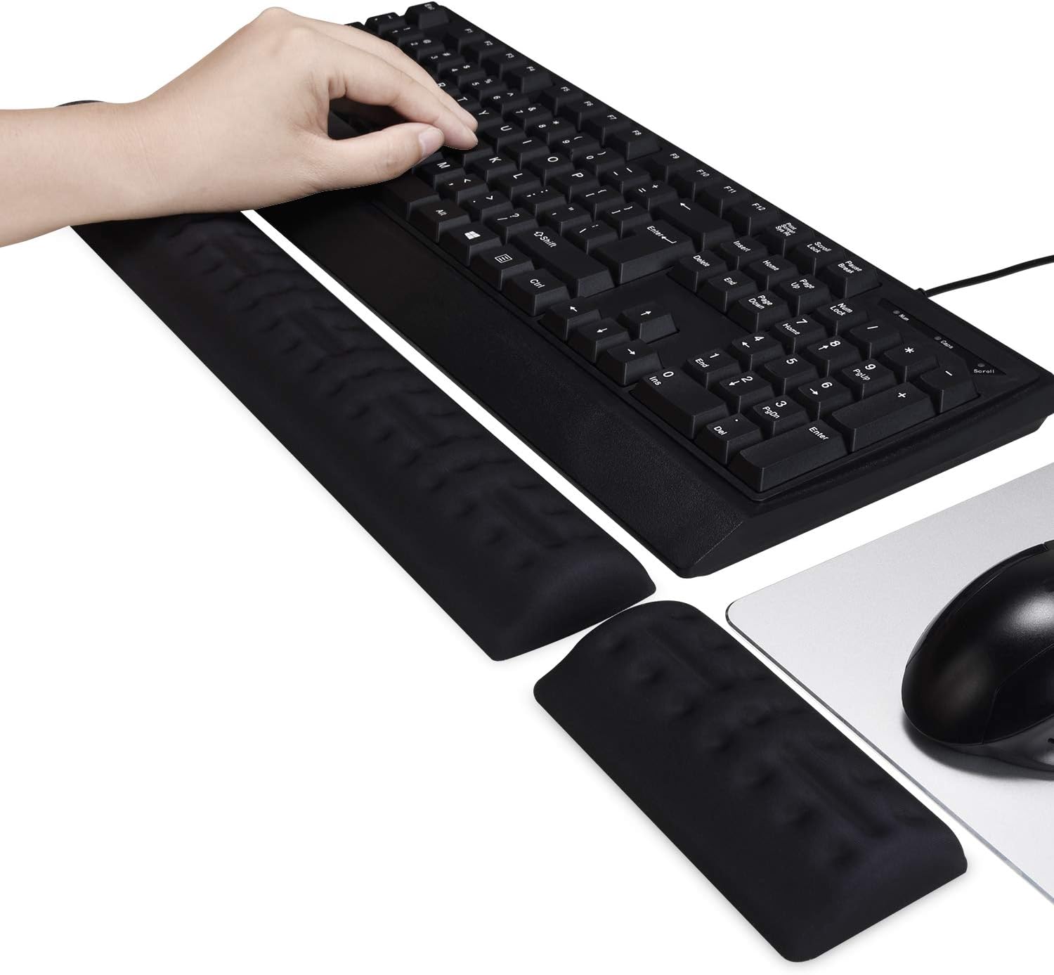 DSKKWS Memory Foam Keyboard Wrist Rest& Mouse Wrist Rest KIT, Ergonomic Hand Palm Rest Support for Computer, Laptop, Office, PC Gaming, Mac Typing and Wrist Pain Relief and Repair(Black Kit)