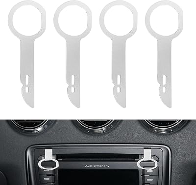 Flintronic 4Pcs Car Radio Removal Tool Key Stainless Steel DIN Release Keys Set