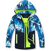 Mallimoda Boys Girls Rain Jacket Lightweight Raincoats Waterproof Hooded Windbreaker for Kids