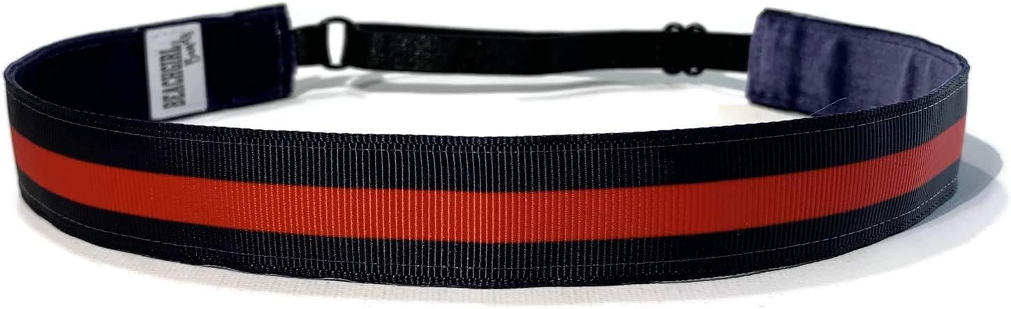 BEACHGIRL Bands Womens Girls Headband Non Slip Adjustable Workout Hairband Navy Red Stripe