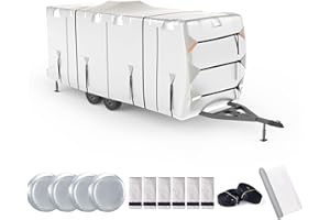 SELIMON 300D Top Travel Trailer RV Cover with Waterproof PU Coating Rip-Resistent & Anti-UV Winter Camper Cover Fits 18' to 20' Travel Trailer