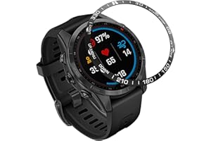 Methray Compatiable with Garmin Fenix 7S Watch Bezel Ring, Stainless Steel Bezel Ring Adhesive Cover Anti-Scratch Collision Protector for Garmin Fenix 7S Sapphire Solar Watch Accessories (Black)