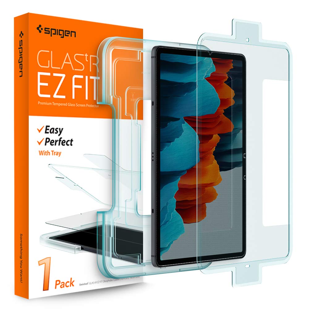 Spigen 1 Pack Glas.tR EZ Fit Screen Protector for Samsung Galaxy Tab S8 and Samsung Galaxy Tab S7
