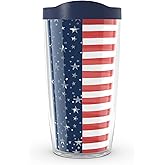 Tervis Americana Stars and Stripes Made in USA Double Walled Insulated Tumbler Travel Cup Keeps Drinks Cold & Hot, 16oz, Classic
