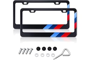 GZSH 2 PCS Matte License Plate Frames for BMW Aluminum Alloy 3 Color License Plate Cover Holder fits for All BMW License Plates Sports Logo Universal License Plate Covers for Front and Rear Car Tags