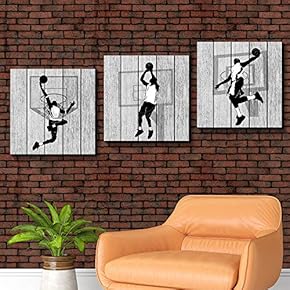 3 Panel Canvas Wall Art Play Basketball Pictures Home Wall Decorations for Bedroom Living Room Paintings Canvas Prints Framed - 12"x12"x3 Panels