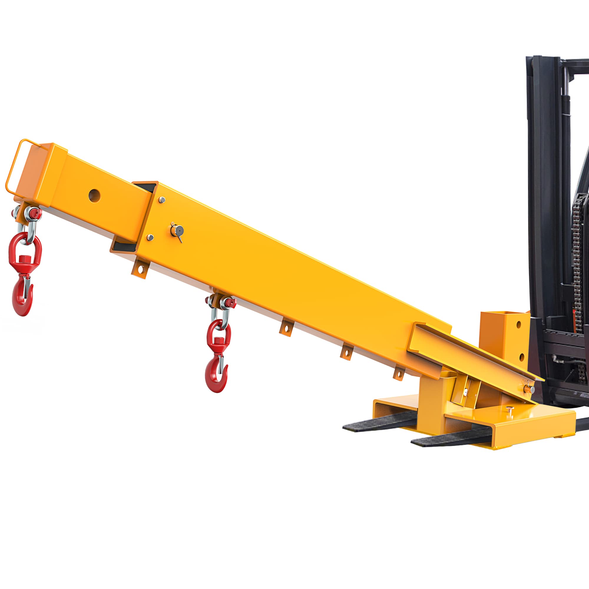 Photo 1 of YINTATECH Forklift Mobile Crane 6000lbs/3T Capacity,Adjustable Hoist Pivoting Forklift Jib Boom Crane Forklift Lifting Attachment 2 Hooks Hoisting Attachment for Forklift