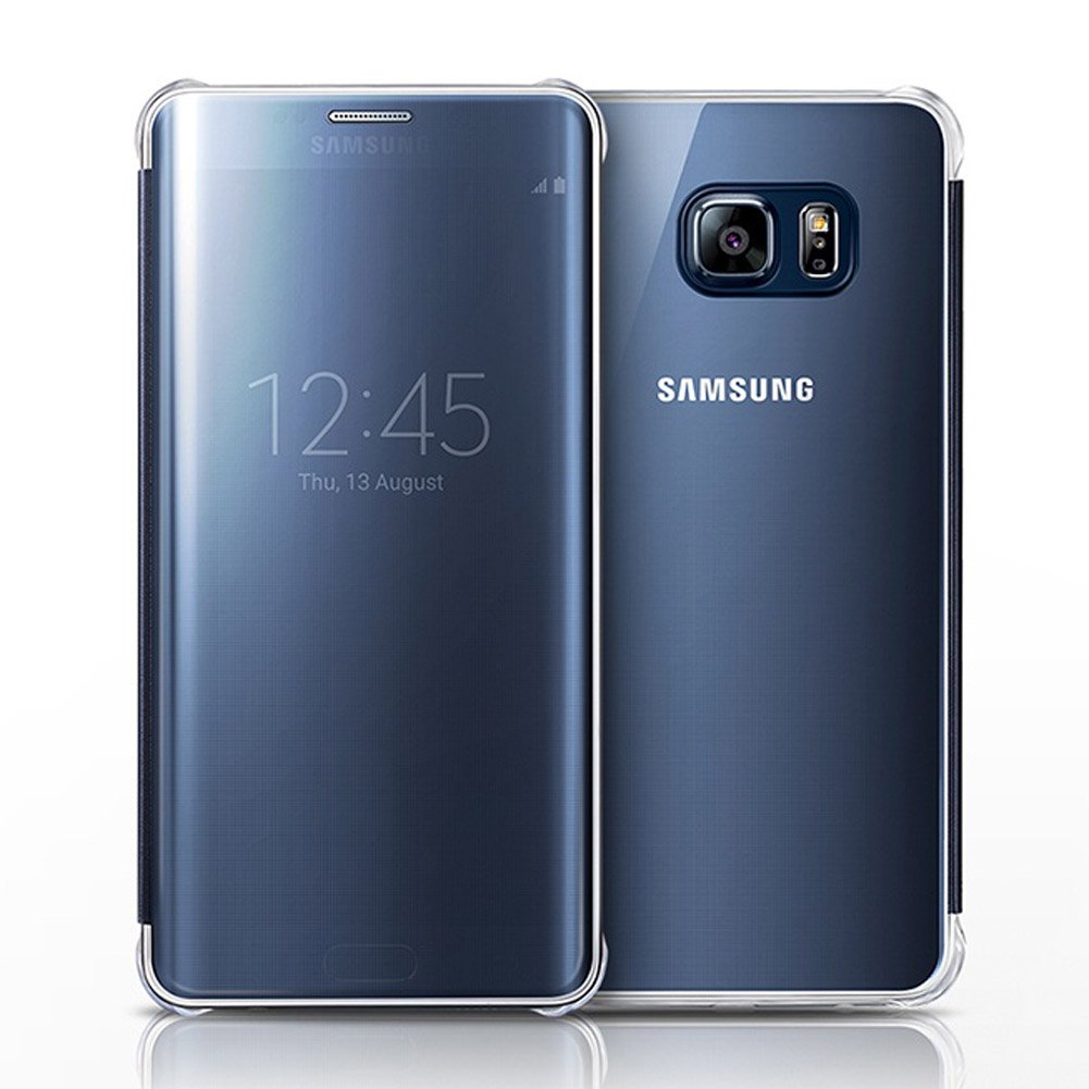 [Clear Blue Black] Samsung Galaxy S6 Edge + Clear View Flip Cover Case EF-ZG928C for Samsung Galaxy S6 Edge Plus (SM-G928) Samsung