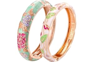 UJOY Cloisonne Bangles Gorgeous National Floral Panda Set Enameled Plated Handcrafted Bracelets Jewelry Gifts 55C43