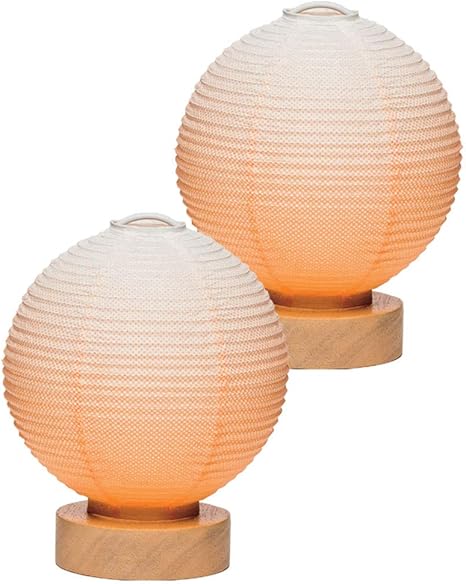 Amazon Co Jp お仏壇のはせがわ 盆提灯 新型 まりあかりii オレンジグラデ 対 日本製 盆ちょうちん 電池式 モダン Led おしゃれ ホーム キッチン