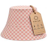 Halsa Sauna Hat, Natural Wool Sauna Hat for Men and Women, Eco-Friendly Insulating Headgear for Spa, Steam Room, Banya, Comfortable, Breathable, Handmade, One Size. Pink Checkered