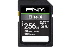 PNY 256GB Elite-X Class 10 U3 V30 SDXC Flash Memory Card - 100MB/s, Class 10, U3, V30, 4K UHD, Full HD, UHS-I, Full Size SD (