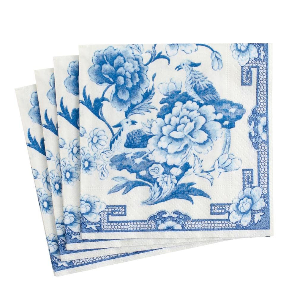 Caspari Lunch Napkin, Blue/White