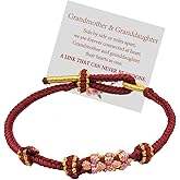 To My Granddaughter Bracelet "A Link That Can Never Be Undone"Peach Blossom Bracelet,Adjustable Braided Bracelet for Women , Inspirational Birthday Jewelry Christmas Stocking Stuffers for Women (red)