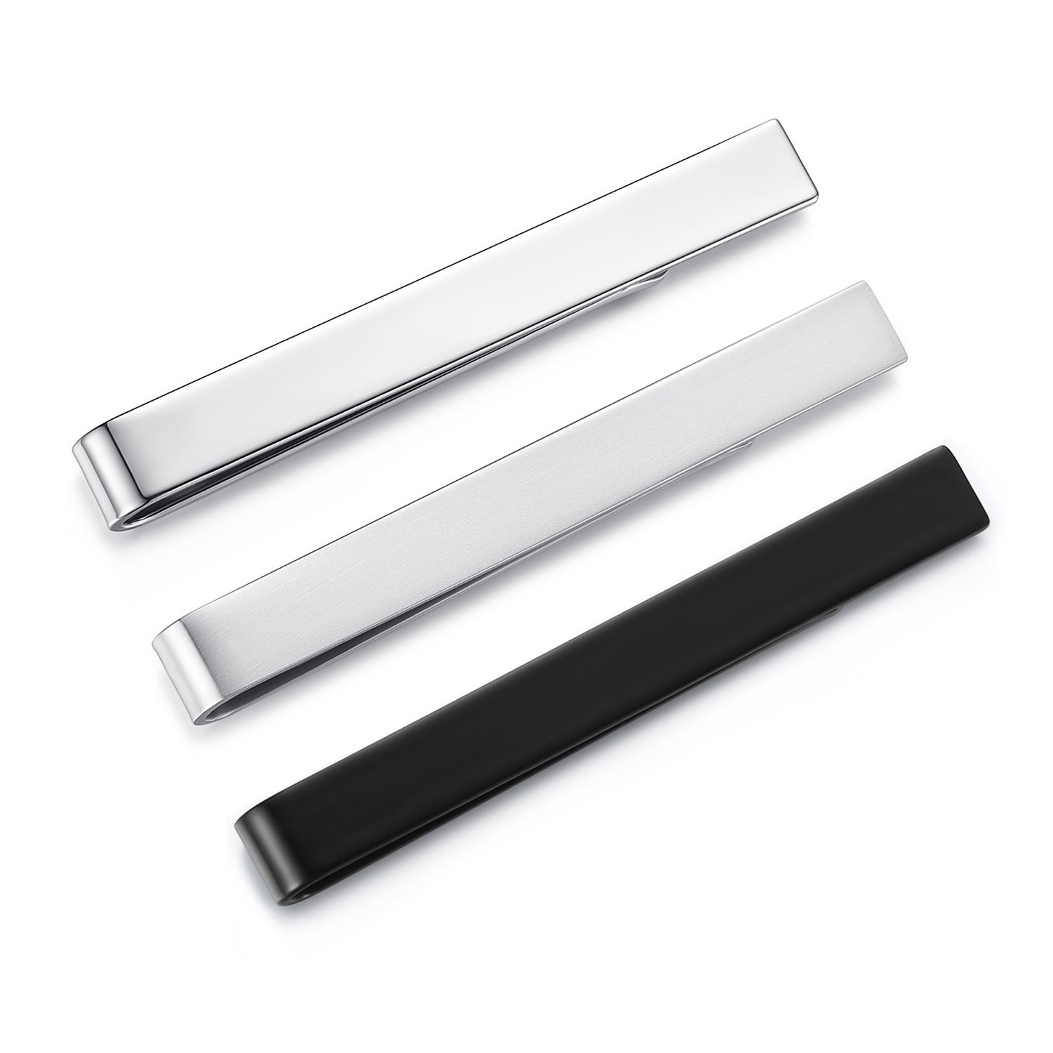 HONEY BEAR 3pcs Set Mens Tie clips Set Tie Bar for Normal Size Tie - 2.12inch for Business Wedding Gift,5.4cm