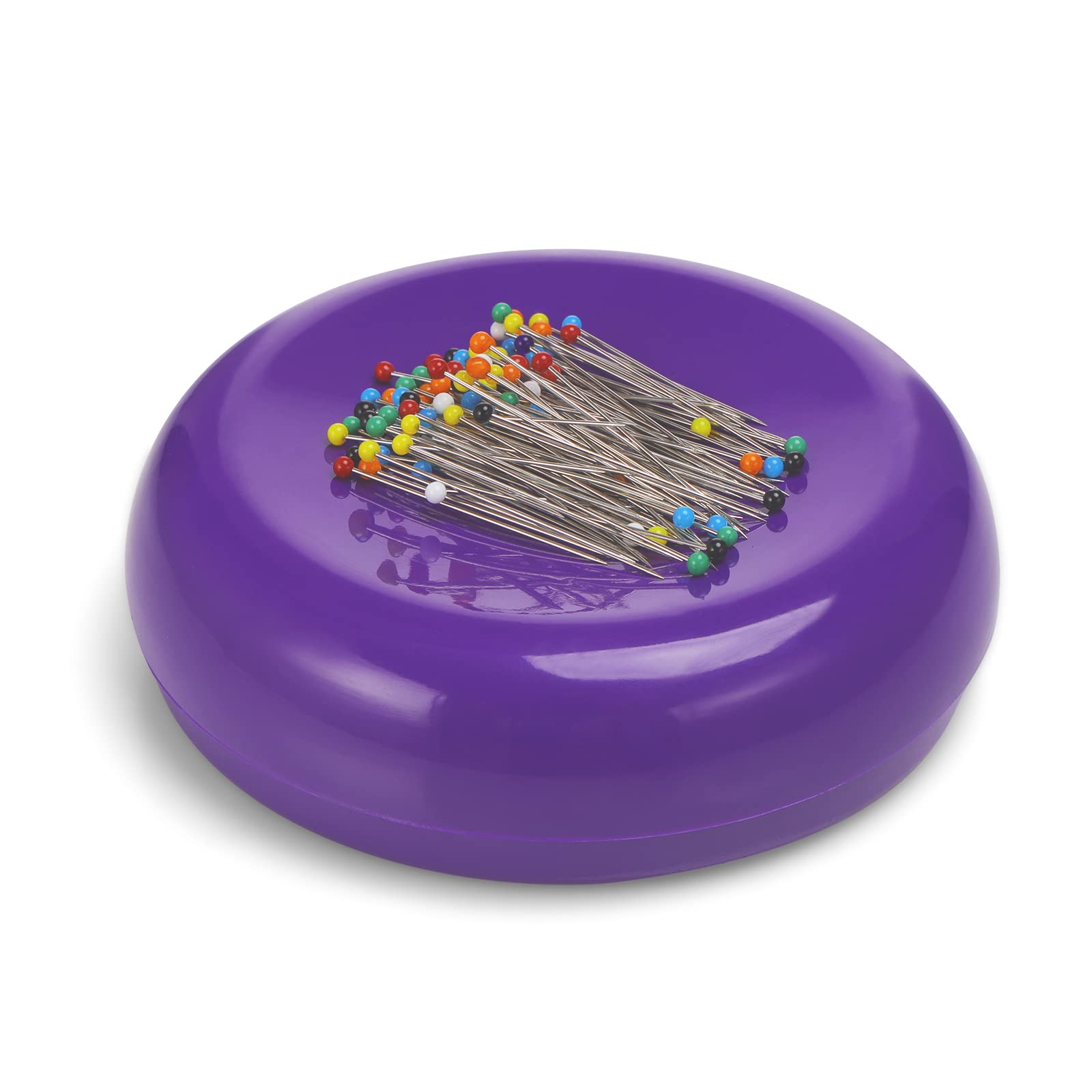 Hilltian Magnetic Pin Cushion with 100 Plastic Head Pins, Magnetic Pins Holder Pin Cushion for Sewing Quilting (Purple)