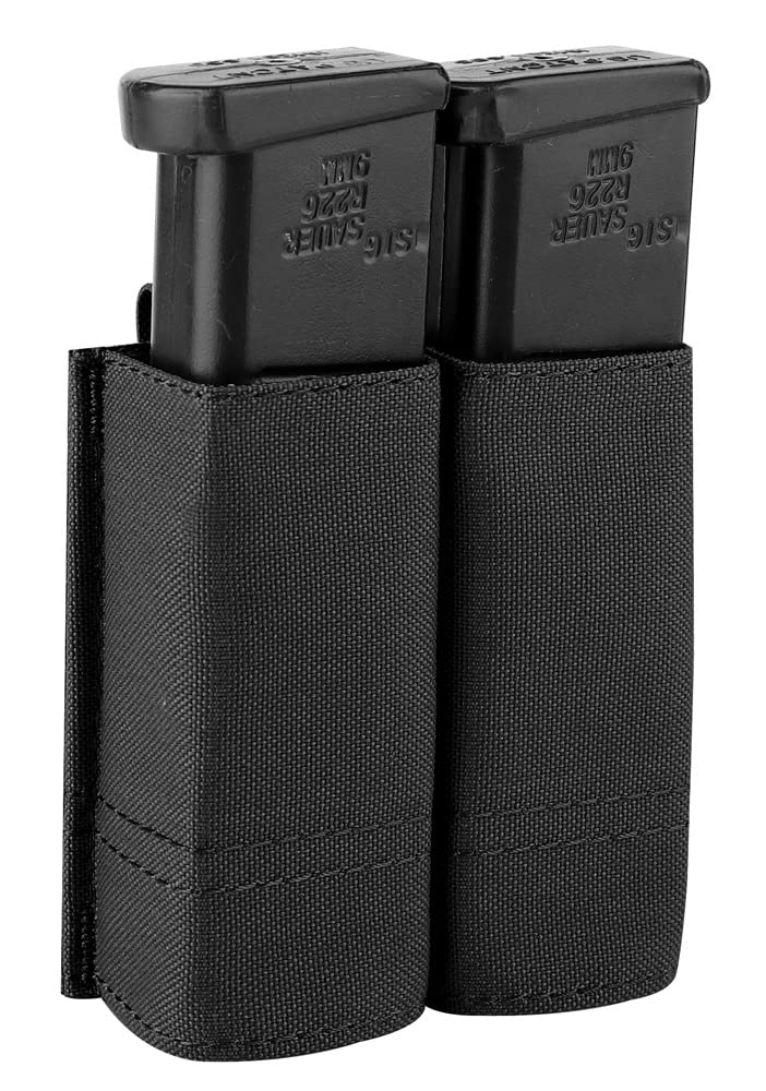 KRYDEX GEAR Tactical Pistol Magazine Pouch, Double Pistol Mag Pouch 9mm Pistol Mag Holder with Quick Release Magazine Pouch Insert (Black)