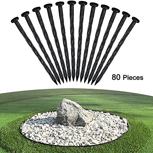 80 Pcs 8 Inch Plastic Edging Nails, Spiral Landscape Fabric Edging