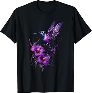 alzheimer's awareness art hummingbird purple ribbon T-Shirt
