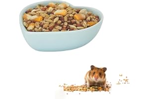 LuckyOpt Ceramic Hamster Food Bowl, 1.2oz Durable Heart Hamster Water Dish for Hamsters/Birds/Snakes/Turtle, Easy to Wash and Prevent Tipping (Blue, 1pc)