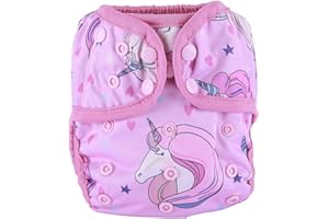 HIBABY One Size Cloth Diaper Cover Snap with Double Gusset (Unicorn)