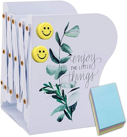 Amazon Co Jp Qualsen 本立て ブックスタンド 伸縮型 金属製 重たくて厚みがある ブックエンド シンプル おしゃれ メーカー1年保証 正規品 白 緑リーフ1 ホーム キッチン