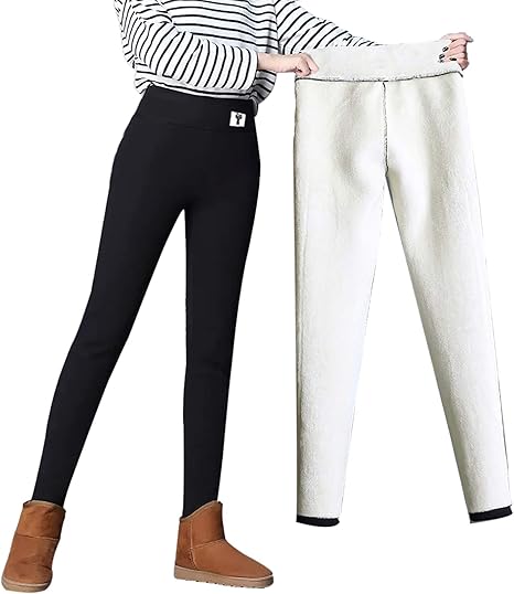 Winter Warm Sherpa Fleece Lined Leggings for Women, High Waist Thick Tummy Control Cashmere 