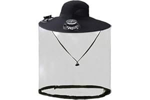 Mosquito Net Hat, Solar Fan Hat with Detachable Net, Dual Solar Panels & USB Rechargeable Cooling Hats for Outdoor, Black