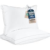 Utopia Bedding Gusset Bed Pillow, Hotel Pillows Queen Size Set of 2, White | Cotton Blended Down alternative pillows for sleeping, soft fluffy cooling comfort for Back, side &amp; stomach sleepers, 2 pack