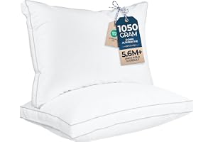 Utopia Bedding Gusset Bed Pillow, Hotel Pillows Queen Size Set of 2, White | Cotton Blended Down alternative pillows for sleeping, soft fluffy cooling comfort for Back, side & stomach sleepers, 2 pack