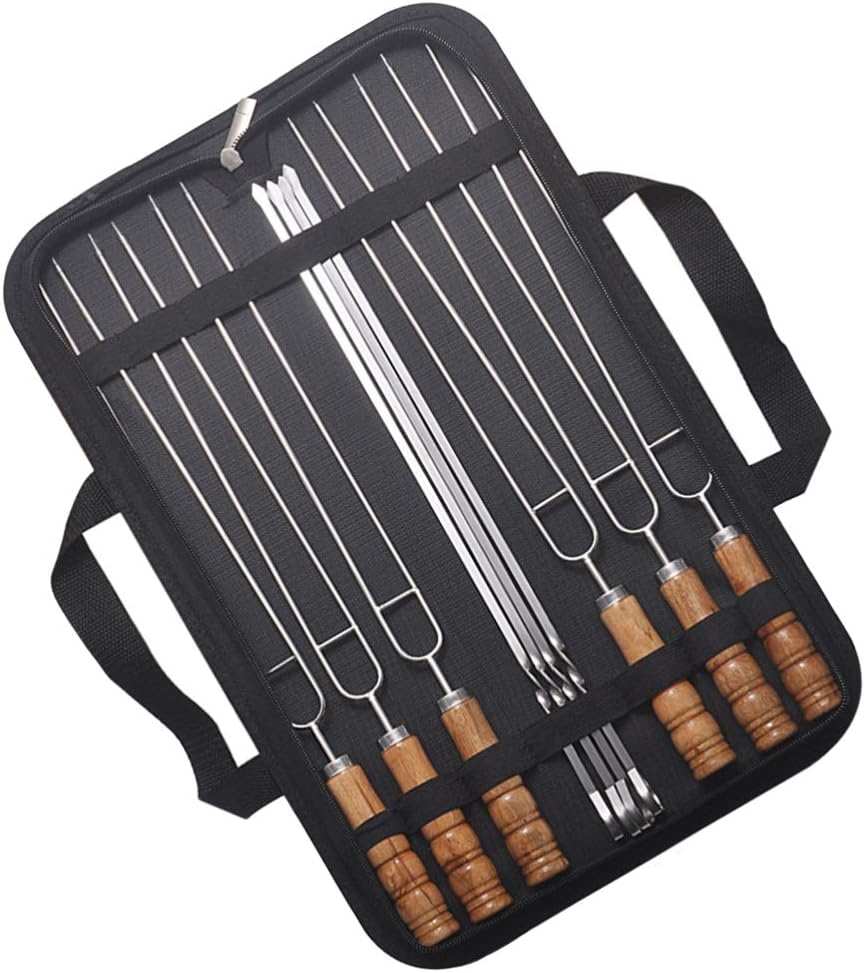 YARNOW Double Pronged Skewers Bbq Barbecue Stainless Steel Shish Kabob