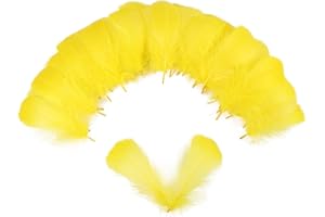 THARAHT 360pcs Yellow Feathers 3-5 inch Craft Feathers Assorted Rainbow Colors Feathers for Kids for DIY Handmade Wedding Home Party Decorations Natural Feather