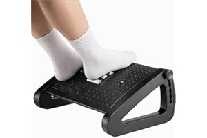 6-Level Adjustable Foot Rest Under Desk for Office Home, Ergonomic Footrest with Massage Rollers, Easy Assembly, Non-Slip Pla