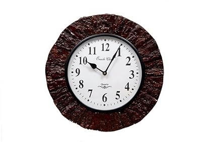 Univocean Handcarved Wooden Square Wall Clock (30 cm x 6 cm x 30 cm, Brown )