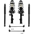 TRQ Front and Rear Suspension Kit Complete Strut & Coil Spring Assembly Shock Absorber Sway Bar Stabilizer Link Compatible with 2007-2008 Honda Fit