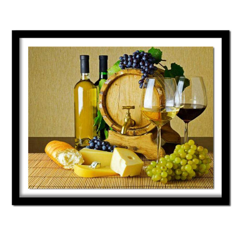 Huanxidp Kai Ping Mei Park Diamond Embroidered Glasses and Fruit Grape Diamond Digital Painting Deco