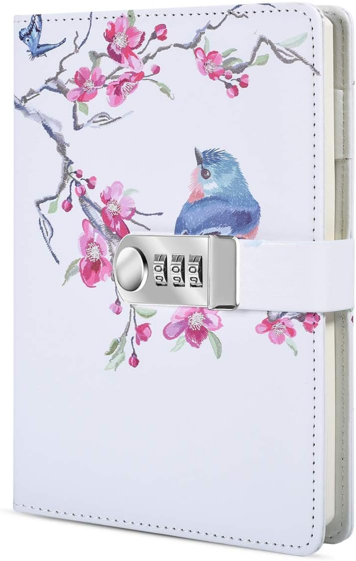 ToiM PU Leather Journal, A5 Secret Diary with Lock (Bird)
