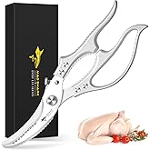 MAD SHARK Heavy Duty Poultry Shears, Kitchen Shears with Non-Slip Handle & Safety Lock, All Purpose Kitchen Scissors for Chic