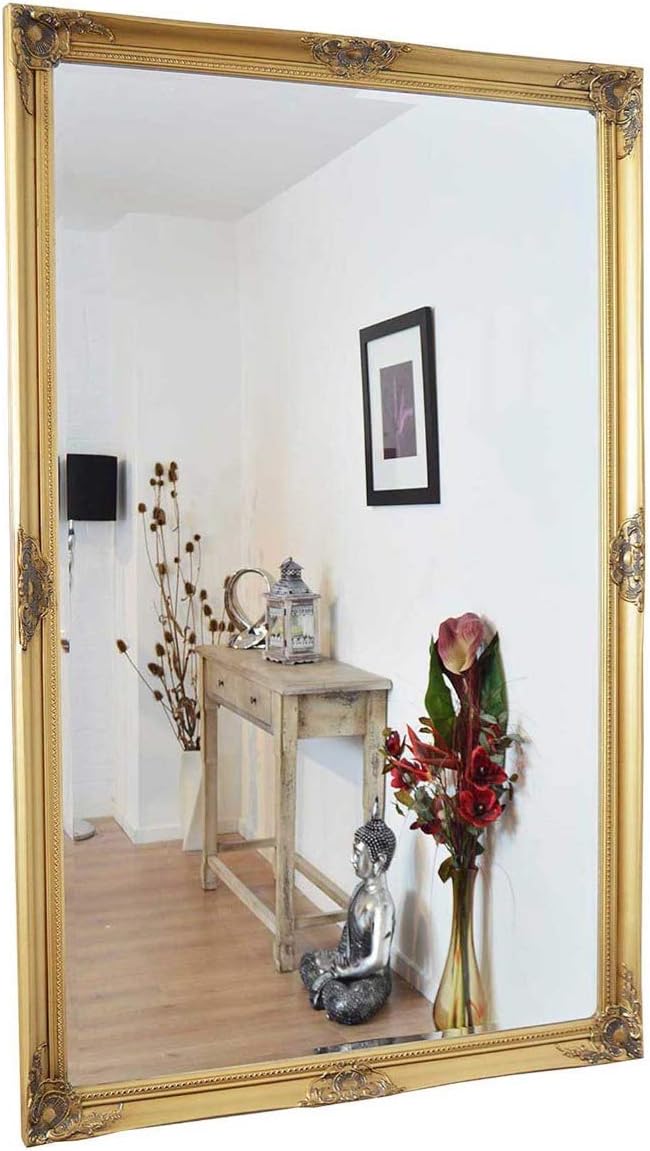 MirrorOutlet X Large Gold Antique Bevelled Dressing Wall Mirror 5Ft6 X 3Ft6 (168cm X 107cm), 182.9L x 91.4W cm - Image 5