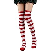 Mealah Women Thigh High Striped Socks - Long Boot Tights Stocking Leg Warmers Over Knee Socks For Halloween Costume