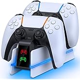 PS5-Controller-Charger-Station - Charging Station for PlayStation 5 Dualsense/Edge Controller with 9 Color Led Light, Fast Charging Dock & Holder Charger Stand for PS5/Slim/Pro Remote Accessories