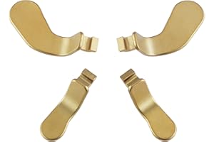 eXtremeRate 4 pcs Metal Gold Stainless Steel Paddles, Replacement Parts Video Games Accessories Kits Interchangeable Hair Trigger Locks for Xbox One Elite, Xbox Elite Seies 2 & Elite 2 Core Controller