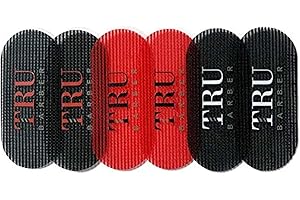 TRU BARBER HAIR GRIPPERS ® 3 COLORS BUNDLE PACK 6 PCS for Men and Women - Salon and Barber, Hair Clips for Styling, Hair holder Grips (Black/Red/Black)