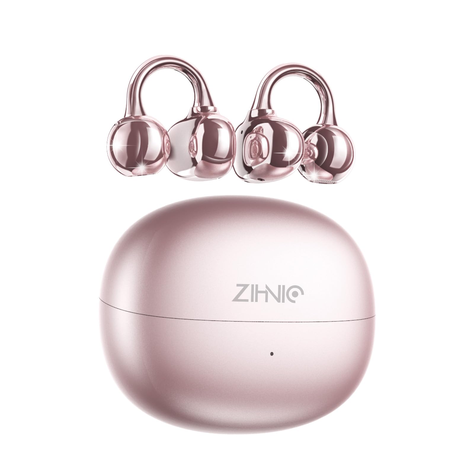 Photo 1 of ZIHNIC S26 Wireless Clip on Earbuds, Open Ear Wireless Bluetooth 5.4 Headphones with Mic, IPX5 Waterproof, 35Hr Play time, Light Weight -Rose-Gold