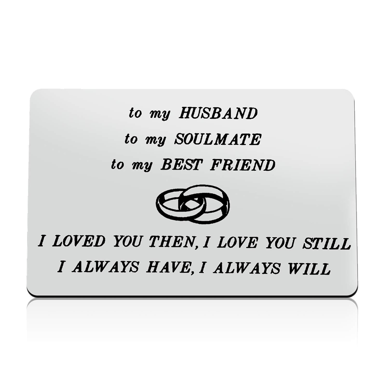 Valentines Day Card for Husband Anniversary Card Gifts for Men Engraved Wallet Insert Cards for Husband Christmas Birthday Gifts I Love You Gift for Him