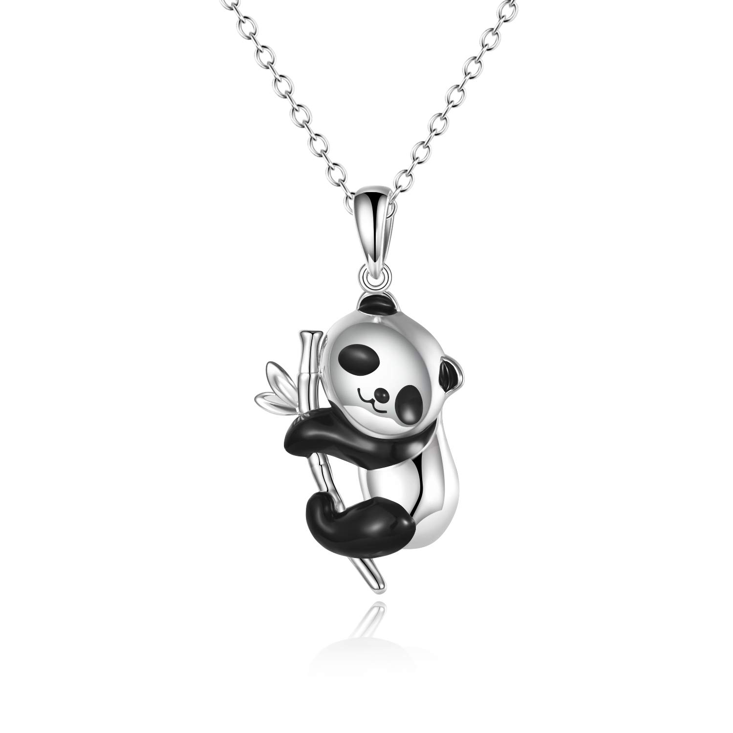 YAFEINI Panda Gifts Sterling Silver Panda Necklaces Lovely Panda Bamboo Pendant for Women Girls Jewellery Gifts