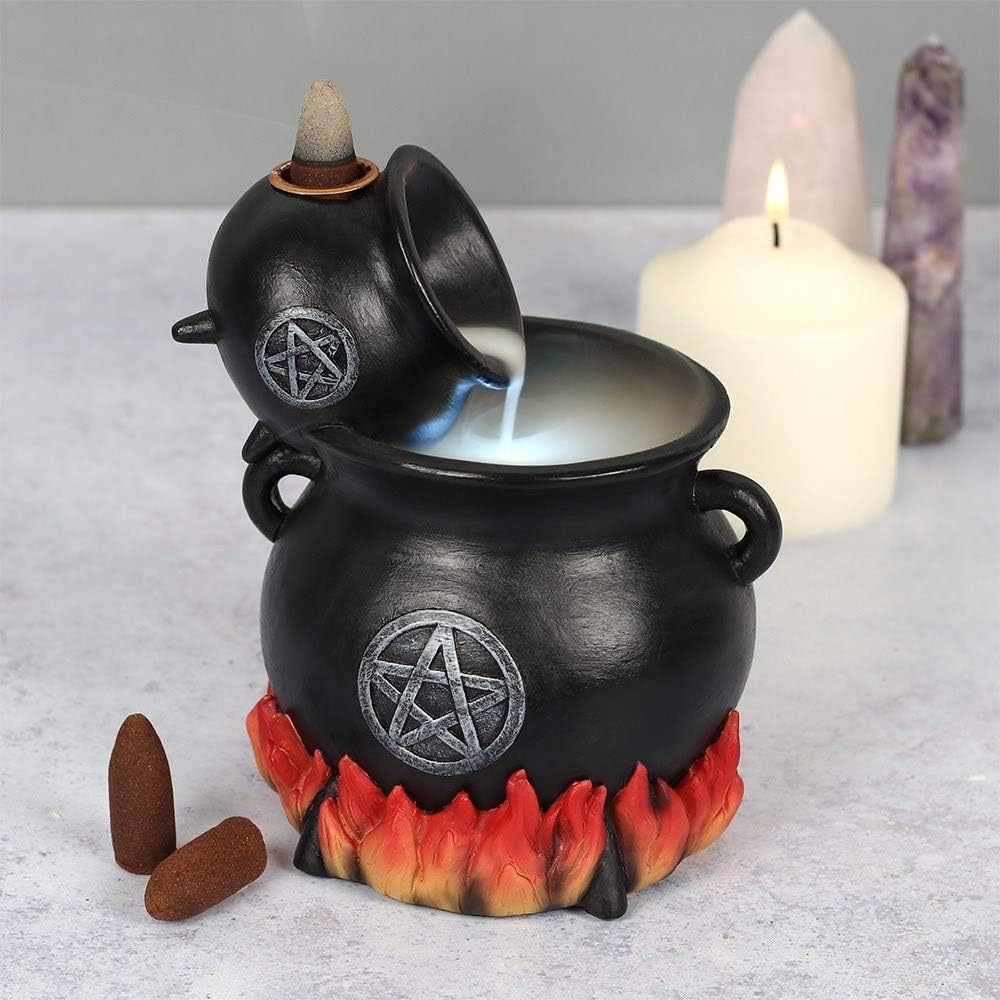 Spirit of Equinox Cauldrons With Flames Bac k Flow Incense Cone Burner, Black - Image 3