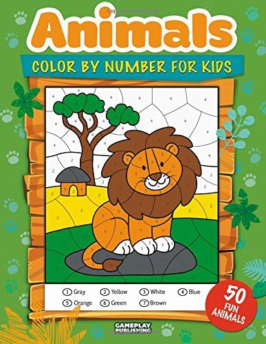 Animals Color By Number For Kids: 50 Animals Including Farm Animals, Jungle Animals, Woodland Animals and Sea Animals (Jumbo Coloring Activity Book ... Ages 4-8, Boys and Girls, Fun Early Learning)