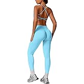 ABOCIW Womens Seamless Workout Sets Backless Sports Bra Scrunch Butt Lifting High Waist Leggings Matching Gym Set