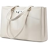 LOVEVOOK Laptop Bag for Women 15.6 Inch Tote Bags Waterproof Computer Briefcase for Teacher Business Office Work Bag,Beige